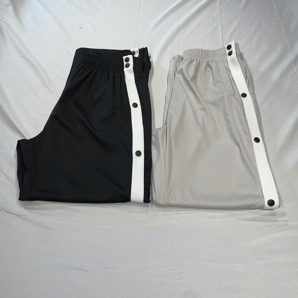 Deyeek Mens Snap‎ Button Track Pants Black White Stripe Side Tearaway Size M